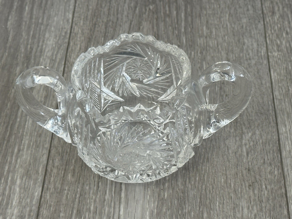 Mid Century Molded Glass Sugar bowl - Fire Polished ABP Style No Seems Starburst