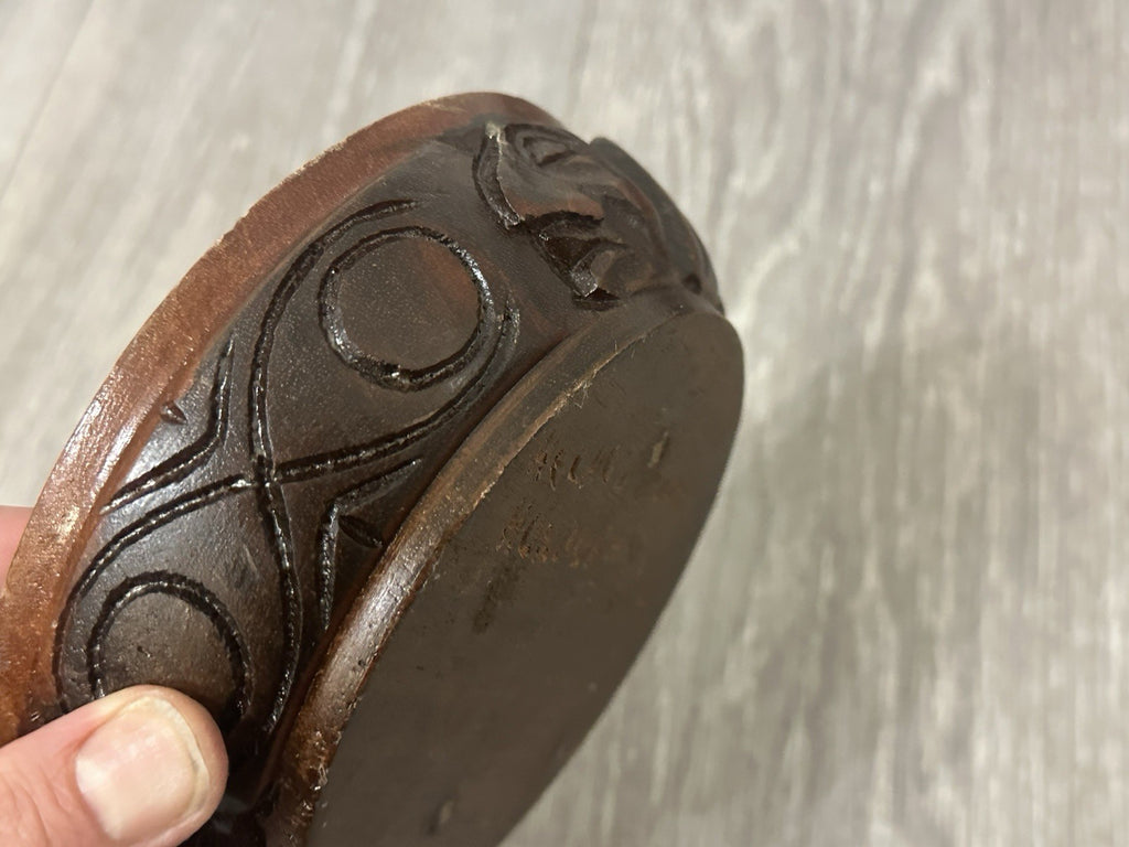 Republic De Honduras Vintage Hand Carved Wood Coin Ashtray 