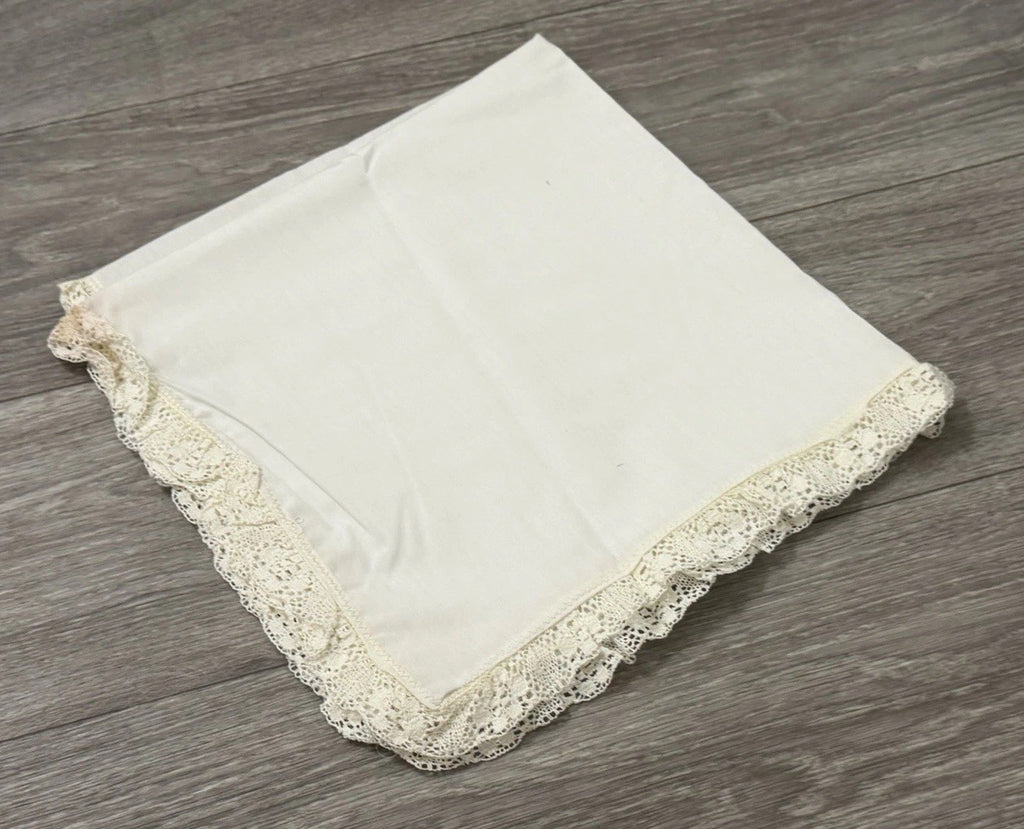 Vintage Handkerchief Crochet Edge 23" square approx. Floral Edge