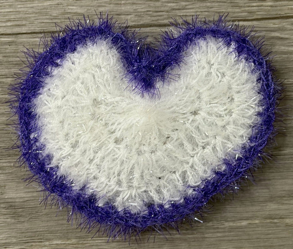 Purple & White Sparkle Heart Shape Non-Scratch Reusable for Kitchen Scrubby