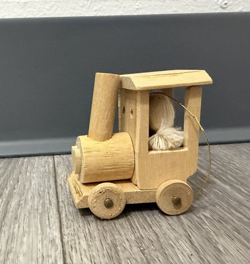 Wooden Christmas Tree Ornament Natural wood train engine