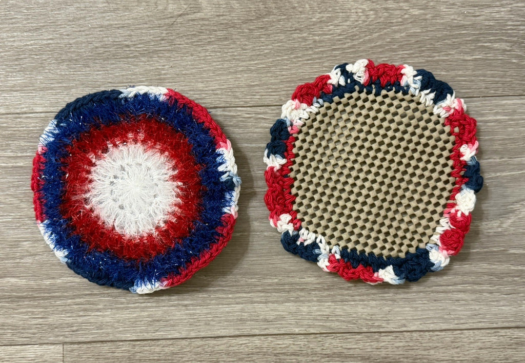 Crocheted Dish Scrubby & Jar Opener Gripper Set Of 2 - 1 Scrubby + 1 Gripper