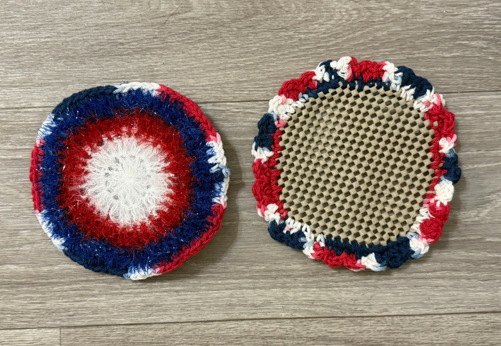 Crocheted Dish Scrubby & Jar Opener Gripper Set Of 2 - 1 Scrubby + 1 Gripper