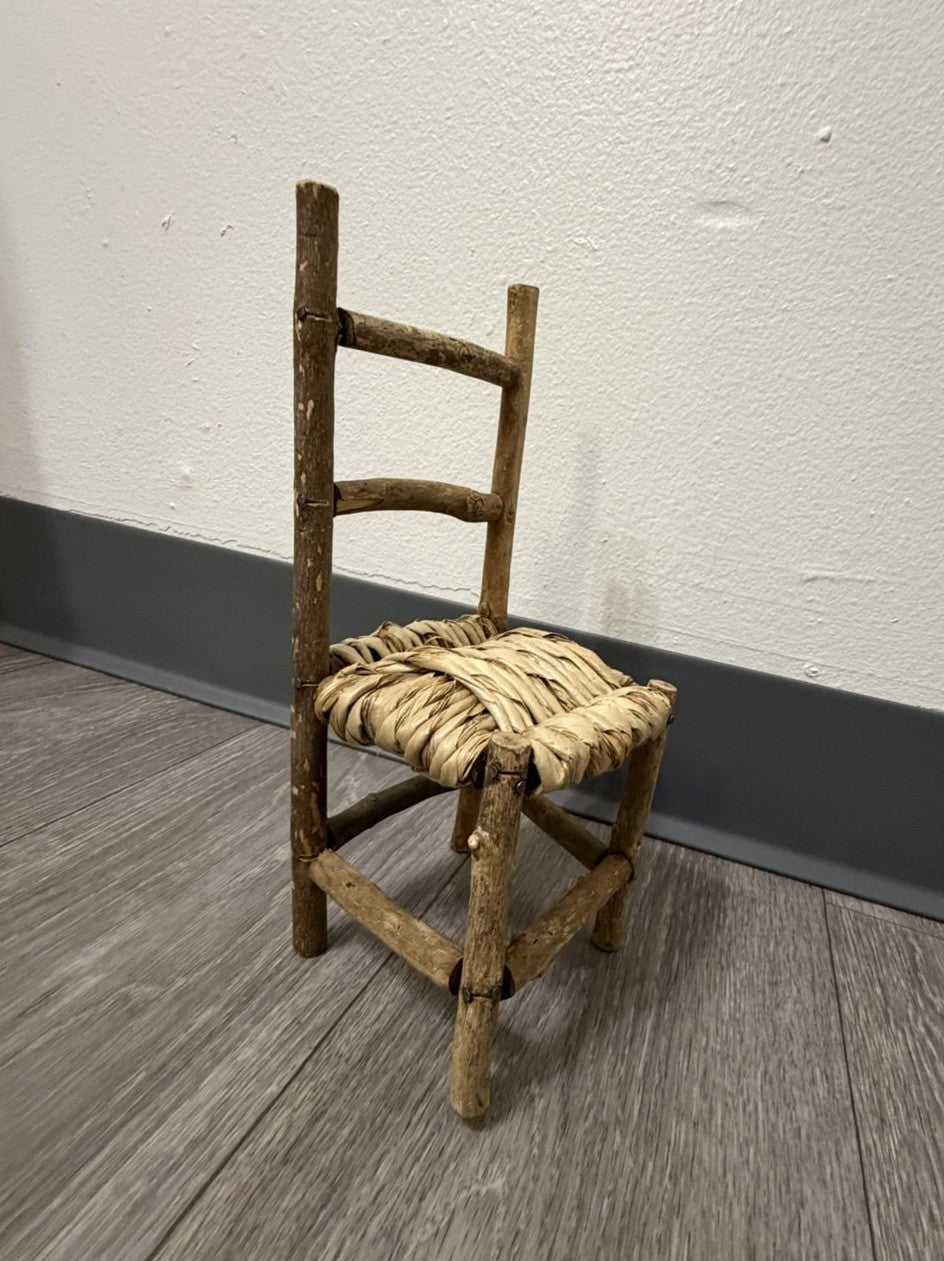 Cute Wood Ladder Back Doll Teddy Bear Chair 10” Tall Does Not Sit Sturdy