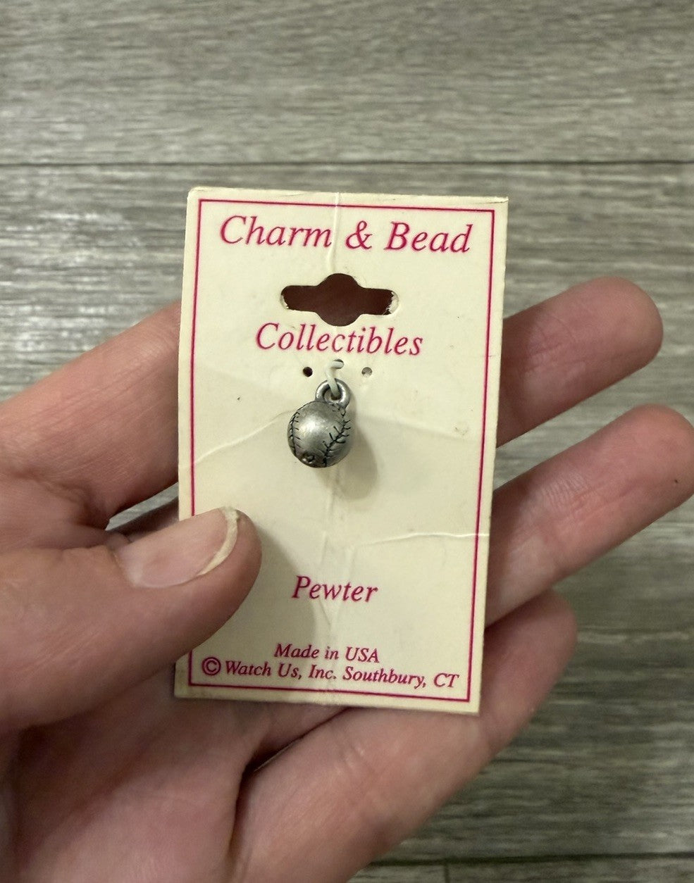 NEW Vintage Pewter Baseball Charm For Bracelets Or Crafts
