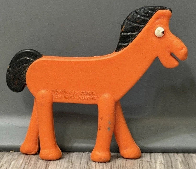 Vintage Prema Toys Gumby POKEY Orange Horse 2.5” Long Super-Flex Figure
