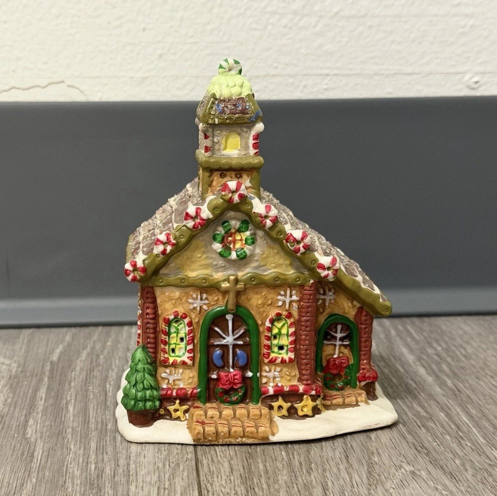 Ginger Frost Lane 2005 Christmas House Church Porcelain Ceramic 5” Tall