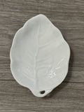 🍃3D Lillian Vernon 6" x 4" White Leaf Soap Dish, Trinket VINTAGE 1987 Botanical