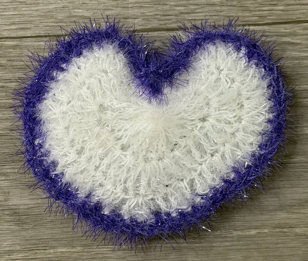Purple & White Sparkle Heart Shape Non-Scratch Reusable for Kitchen Scrubby