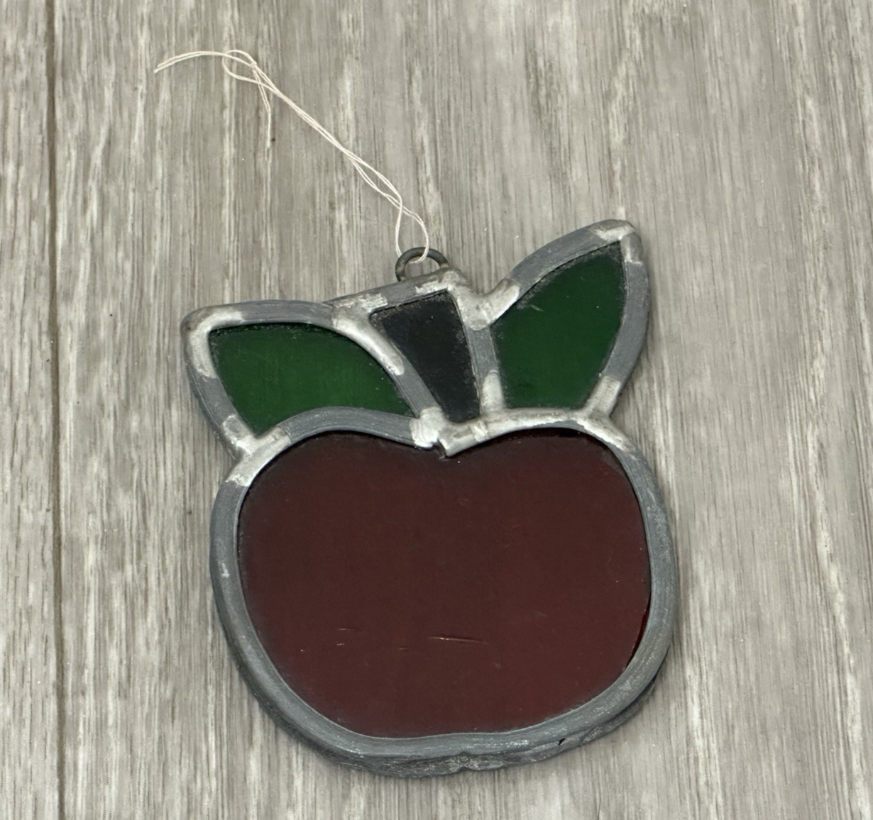 Vintage Apple Stain Glass Sun Catcher Teacher Autumn Fall Harvest
