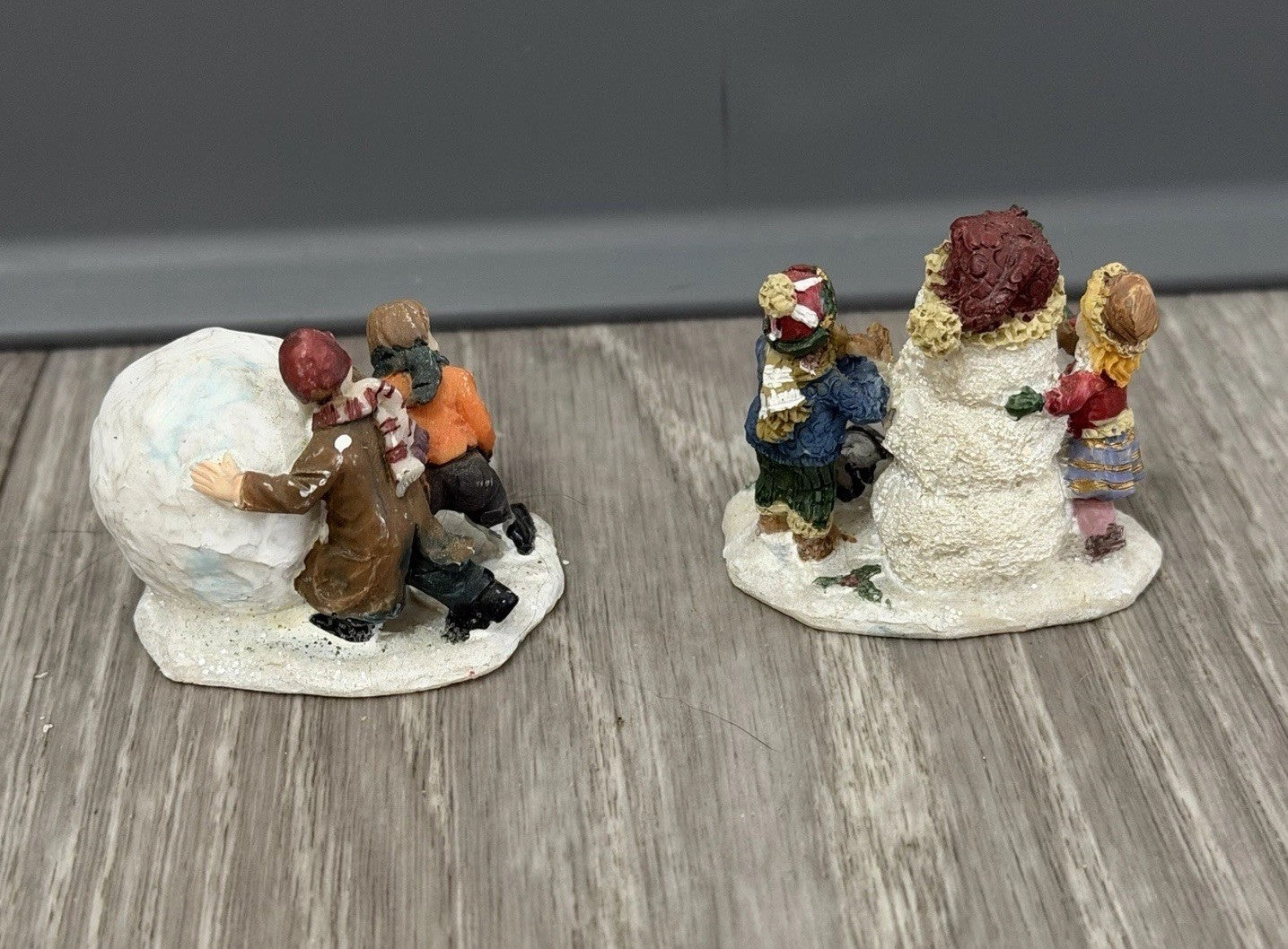 Christmas Village Figurines Lot of  2 Holiday Snow Figures
