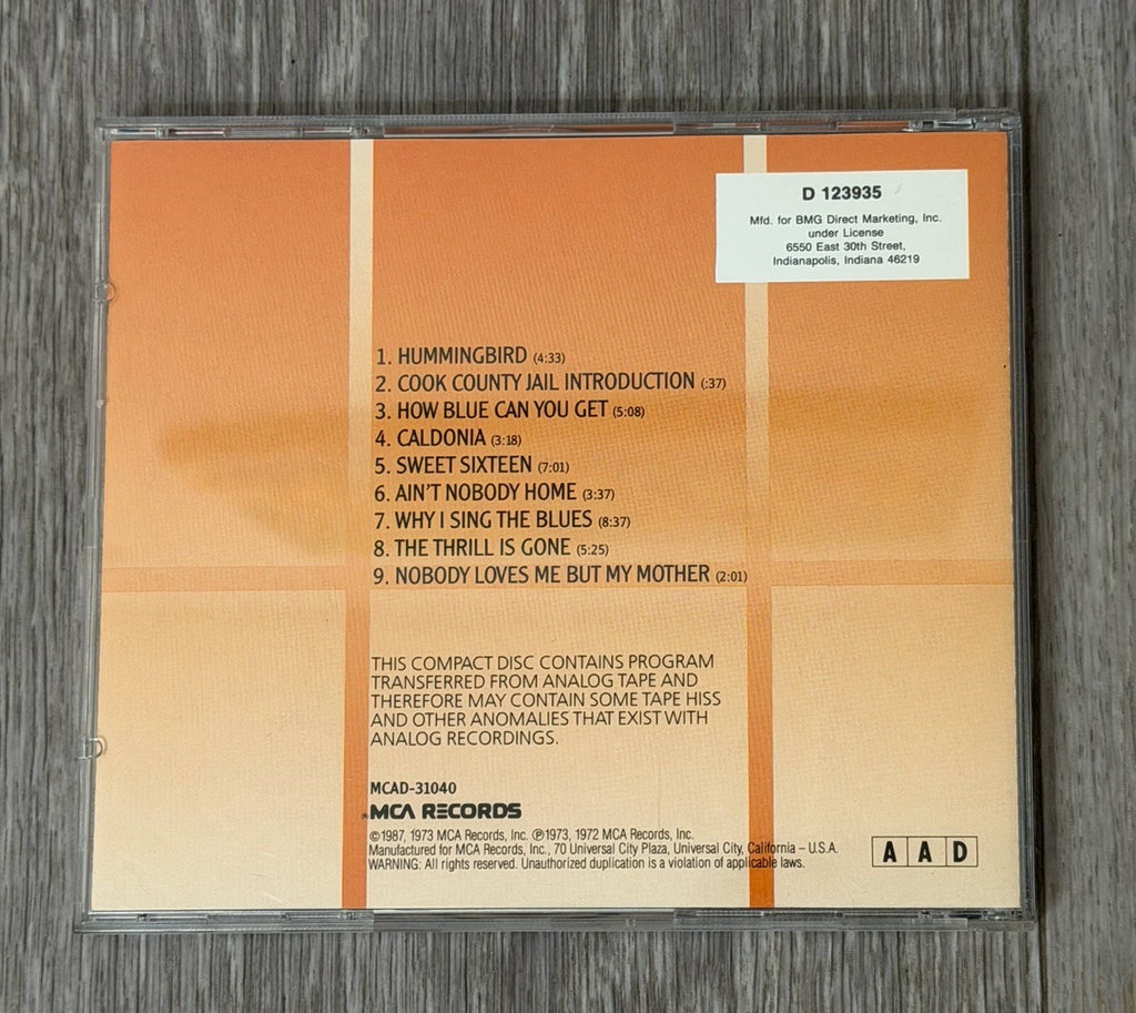 VINTAGE CD The Best of B.B. King MCAD-31040 Contains 9 songs VG+ 1987