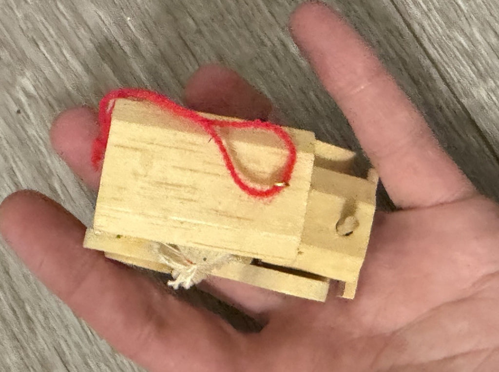 Vintage Handmade Wooden Car Girl Christmas Tree Ornament Heart 80s Doll Folk Art