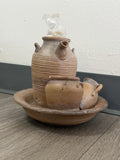 Tabletop Water Fountain Rustic Faux Pottery Sculpture– Folk Art Decor