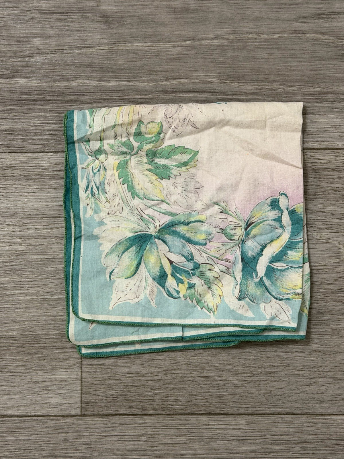 Vintage 1950S Rose Pattern Boho Floral Handkerchief Hanky 11.5” Square
