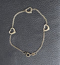 Italian 3 Heart Cable Chain Bracelet Sterling Silver 925 Made In Italy Tarnished