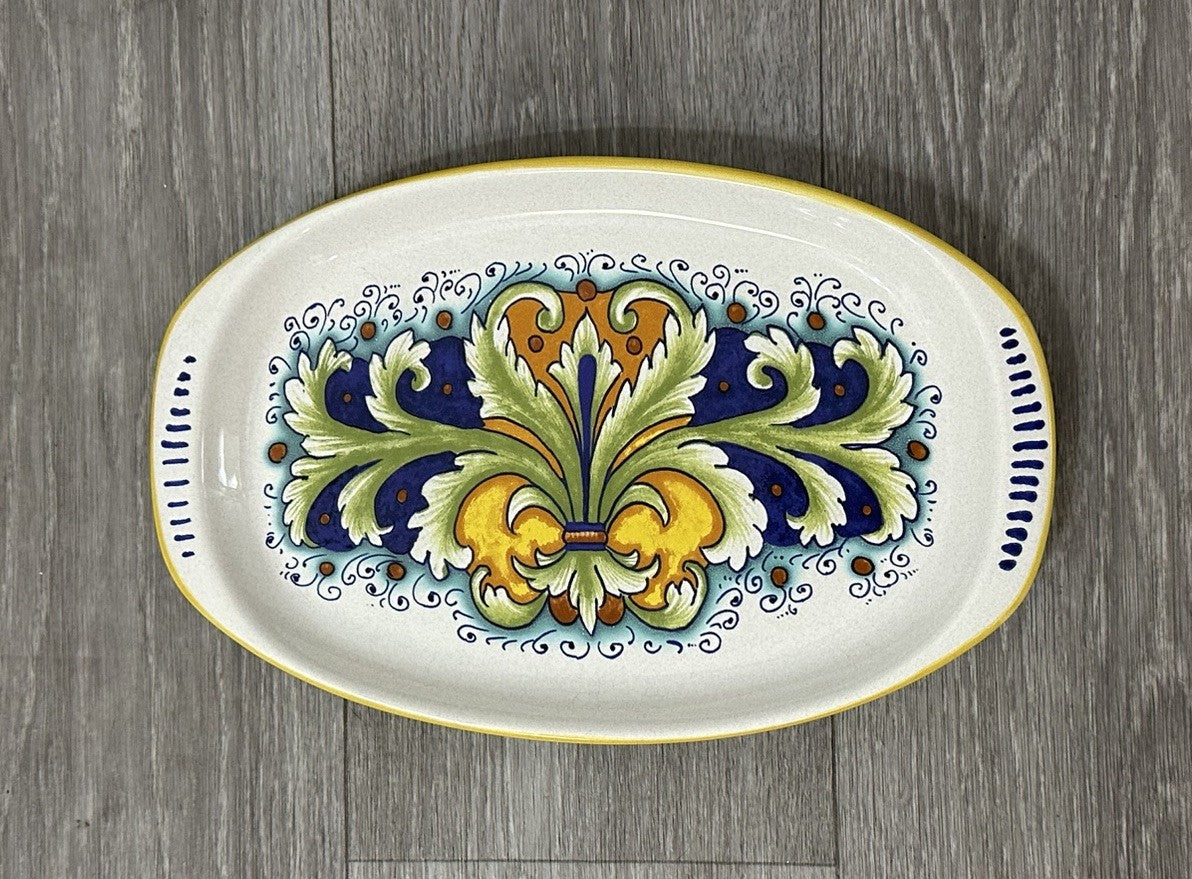 Ceramica Nova Deruta 12 In. Oval Serving Dish-Hand Painted Follia Pattern