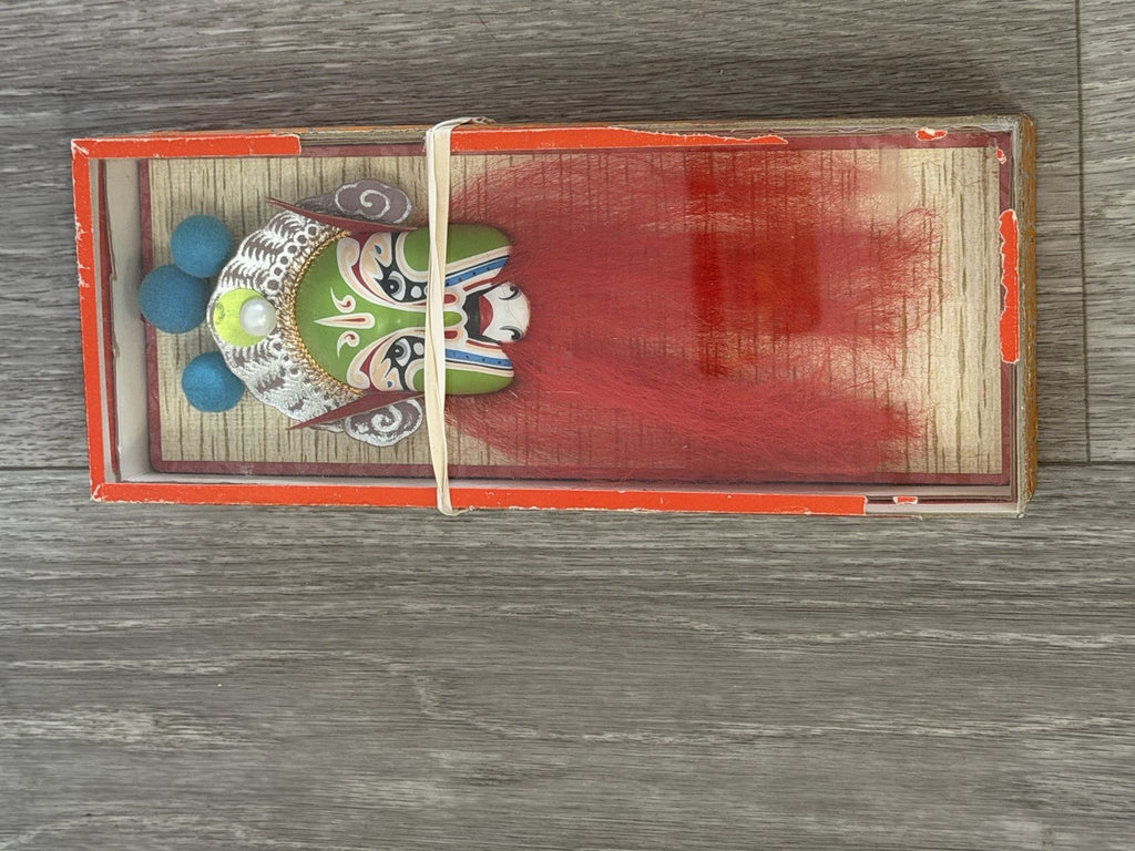 Vintage Chinese Opera Face Painting Miniature Clay Mask Box Tang BROKEN BOX
