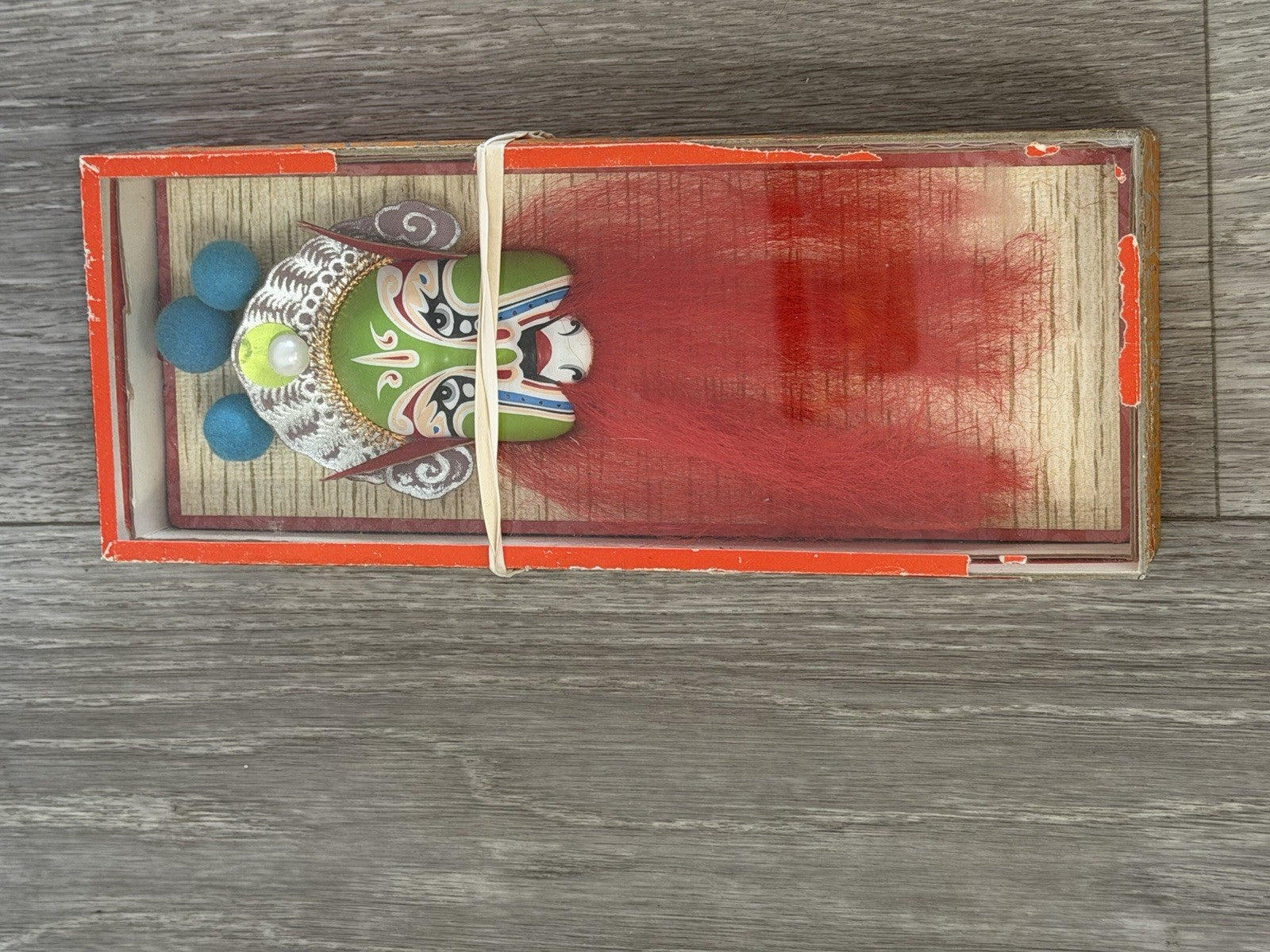 Vintage Chinese Opera Face Painting Miniature Clay Mask Box Tang BROKEN BOX