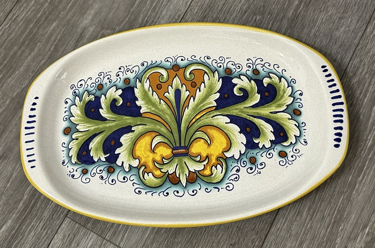 Ceramica Nova Deruta 12 In. Oval Serving Dish-Hand Painted Follia Pattern