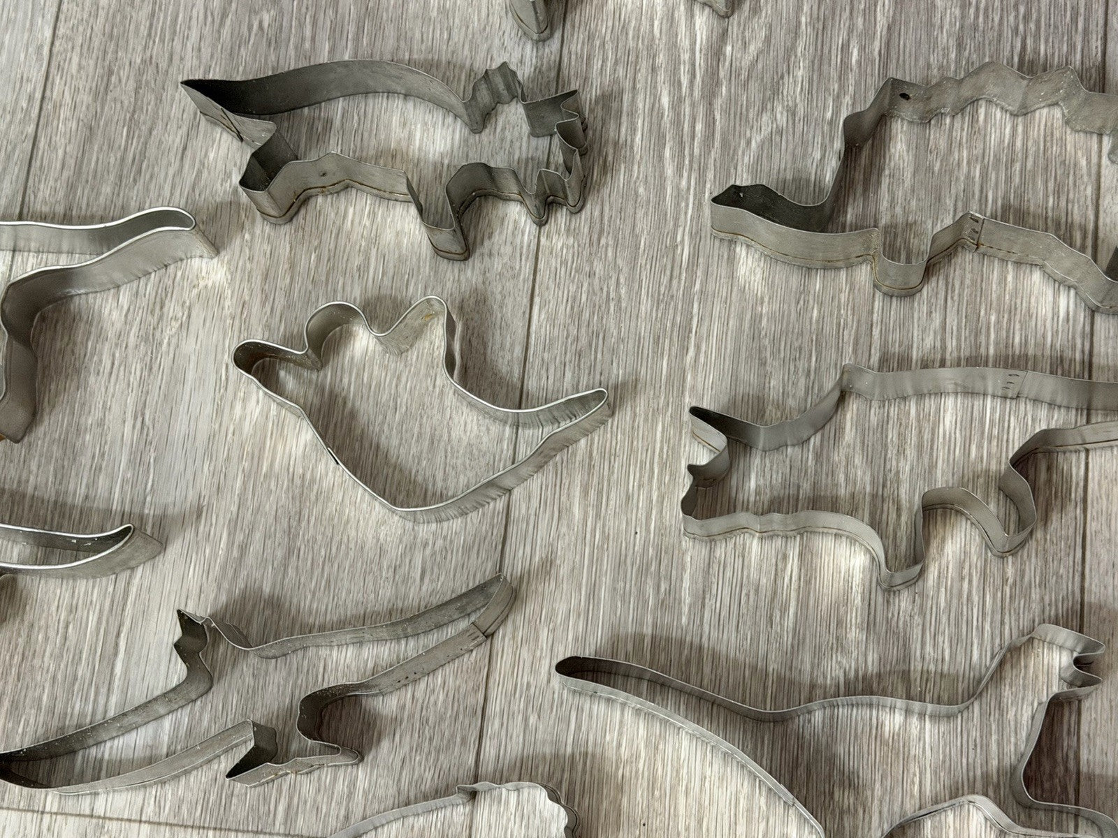 Vintage Cookie Cutters Dinosaur / Prehistoric + 1 Ghost Set of 11 4.5-6" Metal