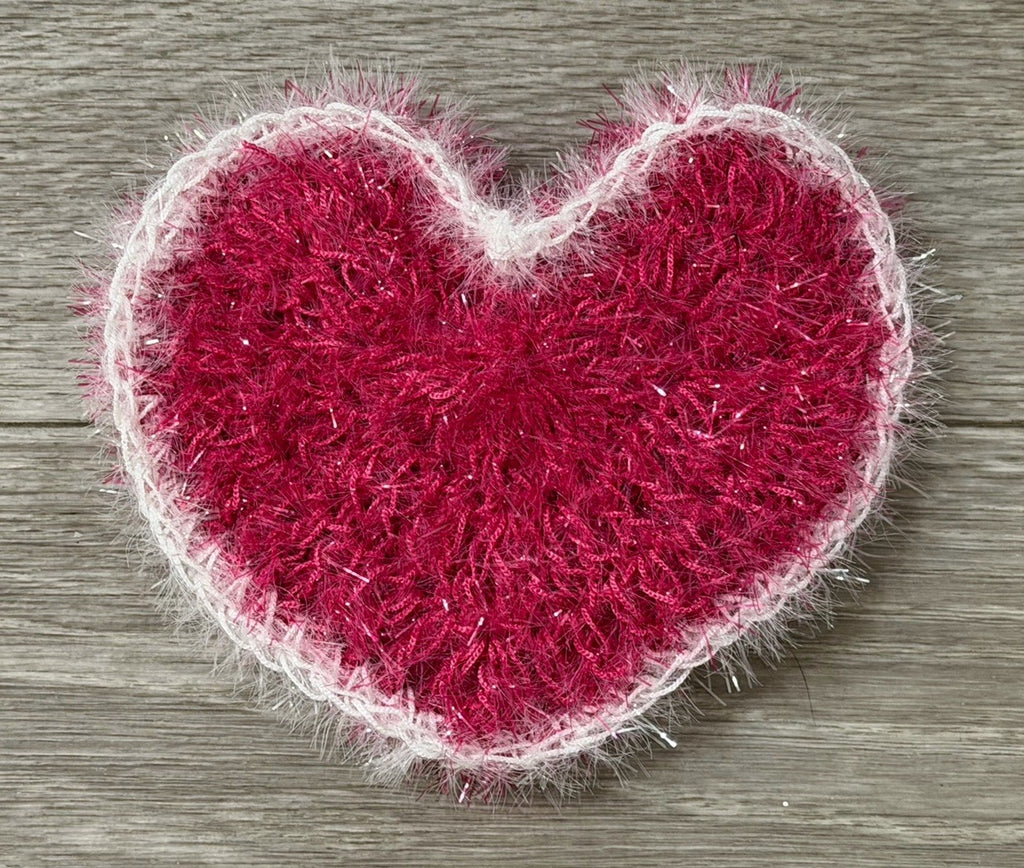 Purple & White Sparkle Heart Shape Non-Scratch Reusable for Kitchen Scrubby