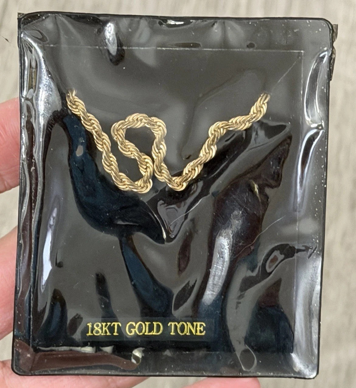 Vintage 18K Gold Tone Rope Chain Sealed In Package - Fashion Jewelry - READ