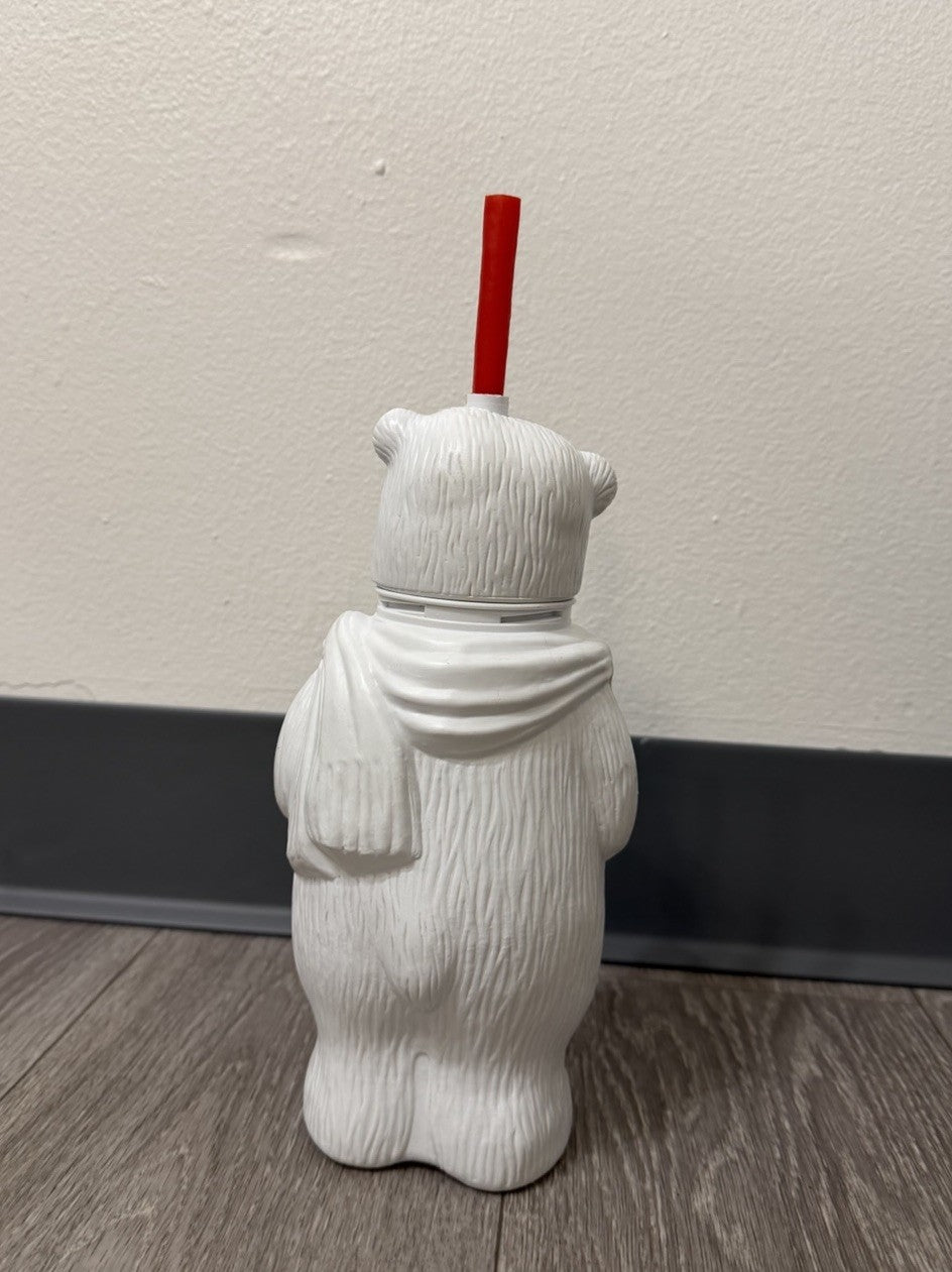 Vintage Coca Cola Polar Bear Water Bottle w/ Red Straw 