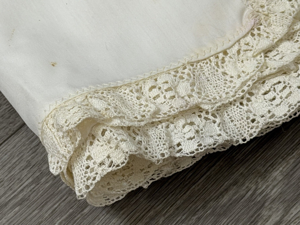 Vintage Handkerchief Crochet Edge 23" square approx. Floral Edge