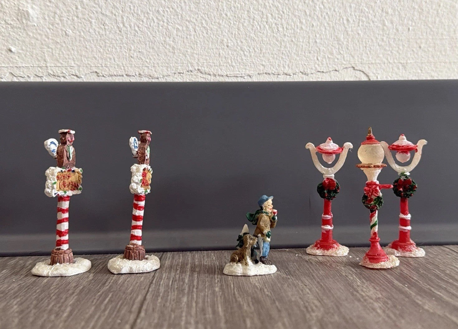 Small Multicolor Resin Christmas Figurines Set, Traditional Style, Pack of 6