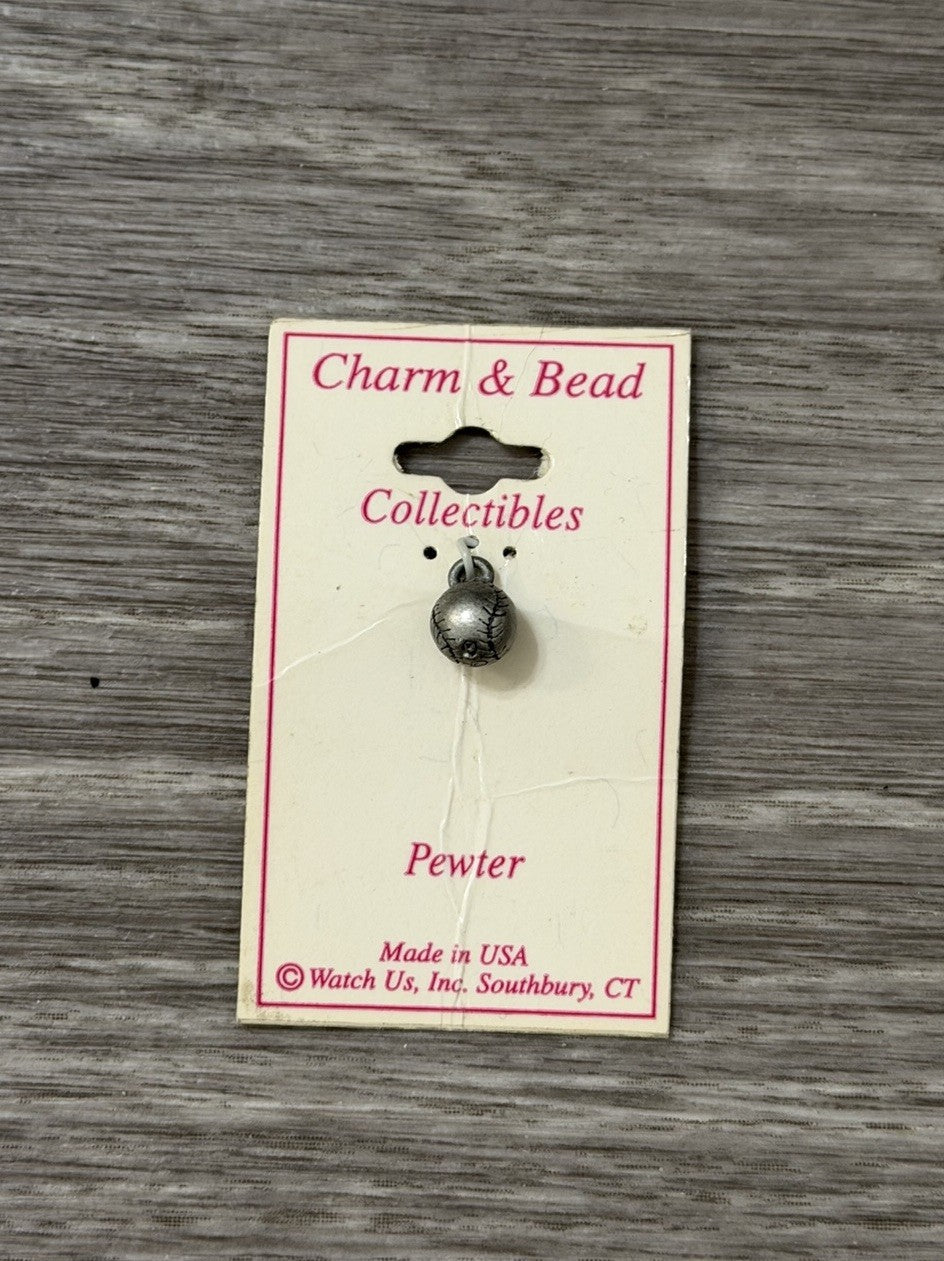 NEW Vintage Pewter Baseball Charm For Bracelets Or Crafts