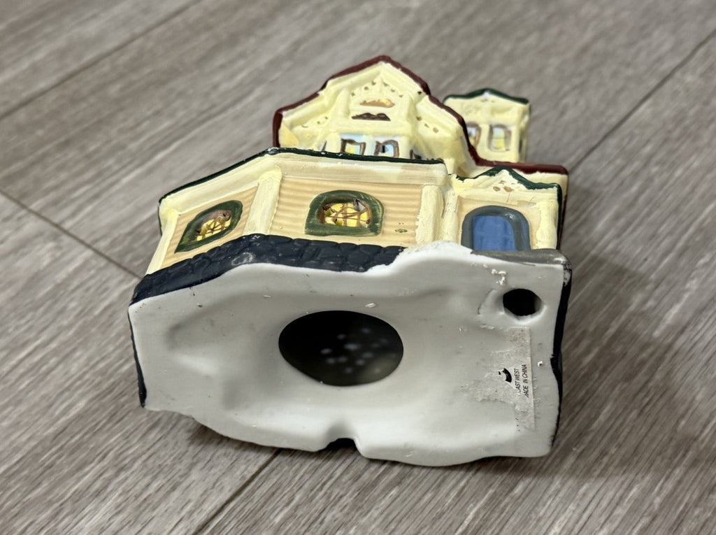 Mini Holiday Time Christmas Village House 3.75” X 4.5” For Tea-light