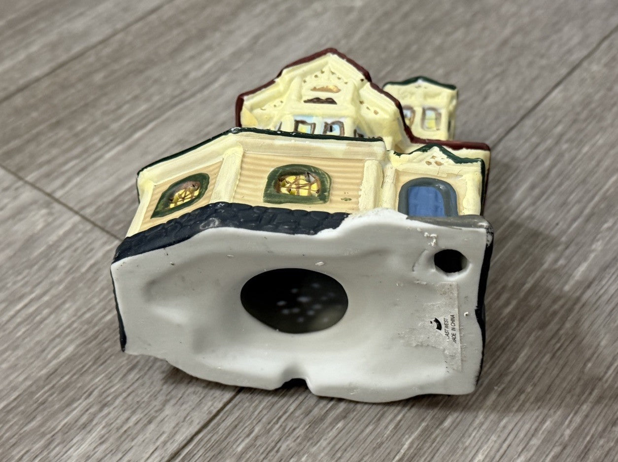 Mini Holiday Time Christmas Village House 3.75” X 4.5” For Tea-light