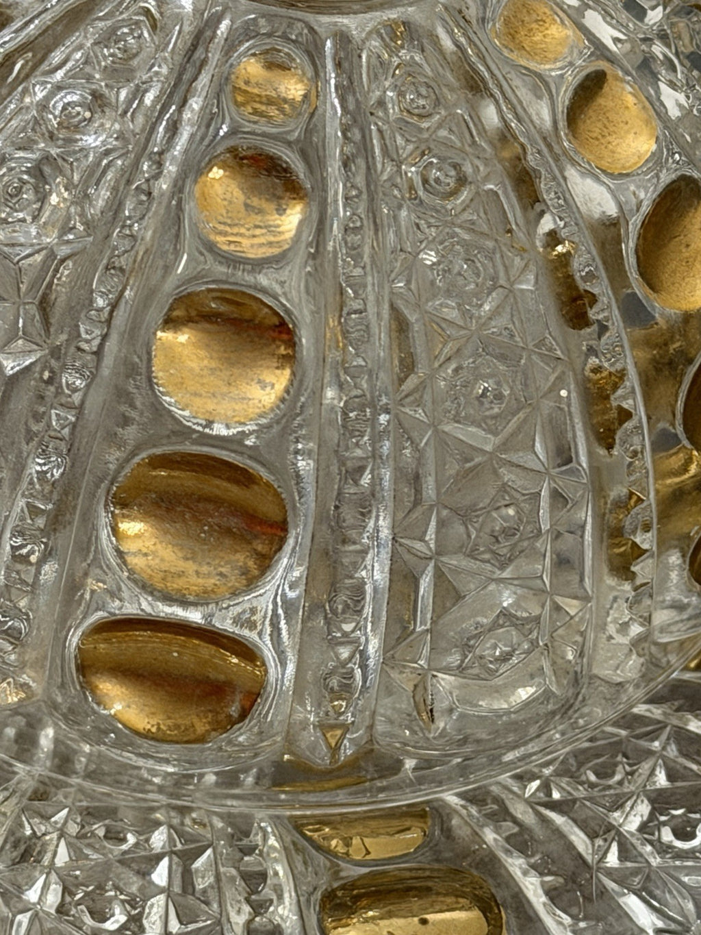 Vintage Good Drops Butter Dish w/ Domed Lid - Gold/Pressed Glass Has Chips