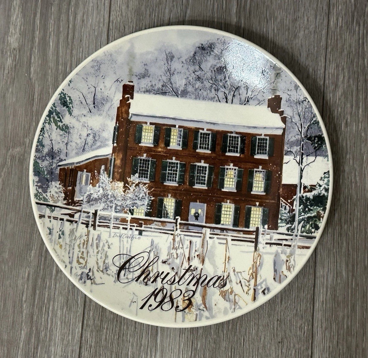 Vintage David Coolidge Collectible Christmas Plate Smuckers 1983 Boarding House