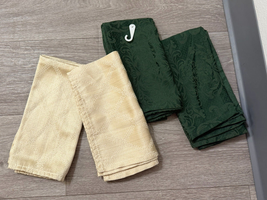 6 Cloth Napkins Cream & Green Festive Fall Holiday Jaclyn Smith Traditions