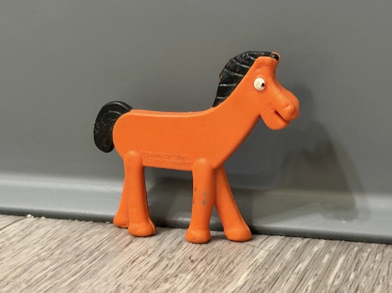 Vintage Prema Toys Gumby POKEY Orange Horse 2.5” Long Super-Flex Figure