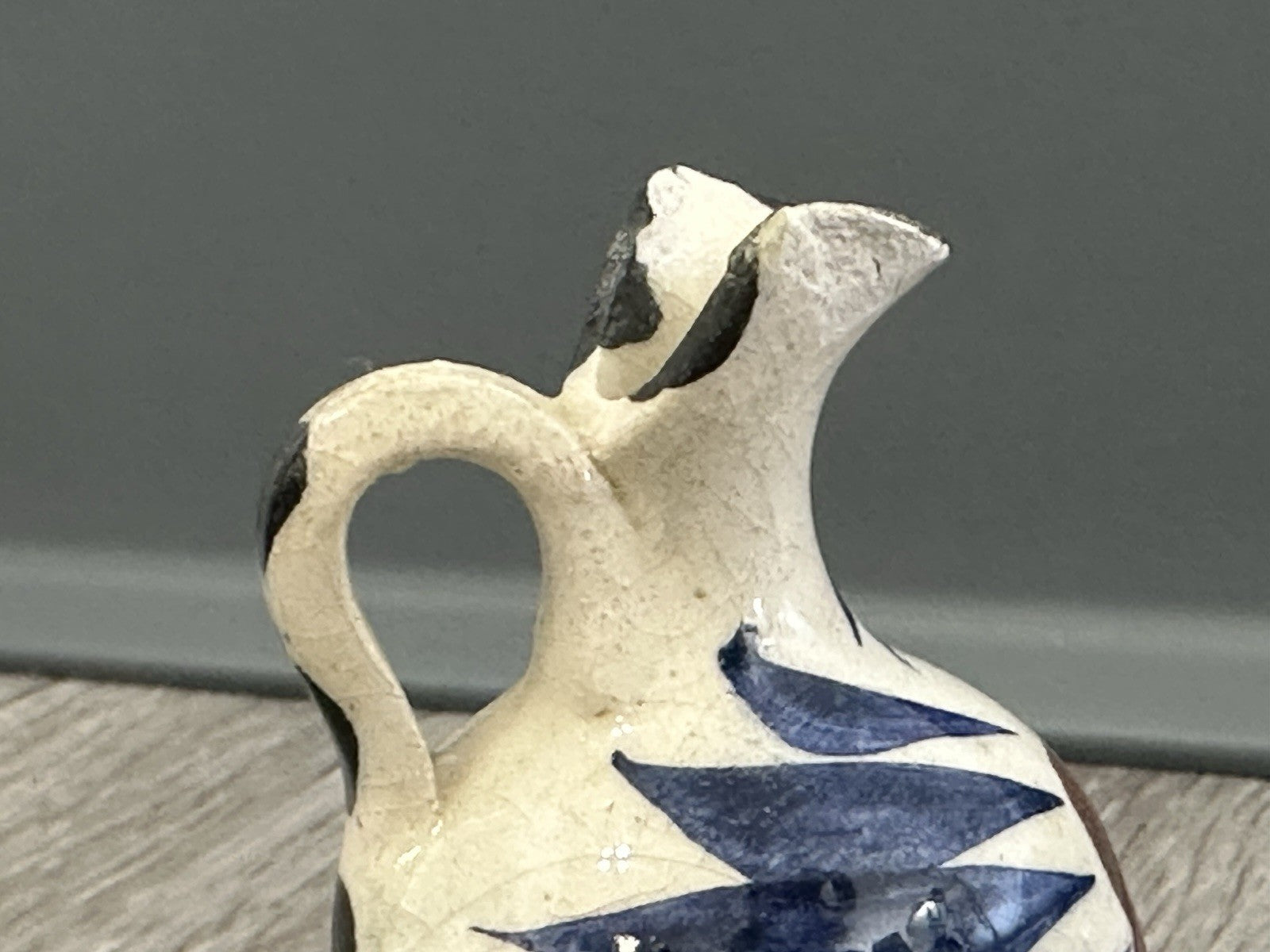 Adorable Vintage Pottery Mini Vase 2.5” Tall Hand Painted - Flower Design