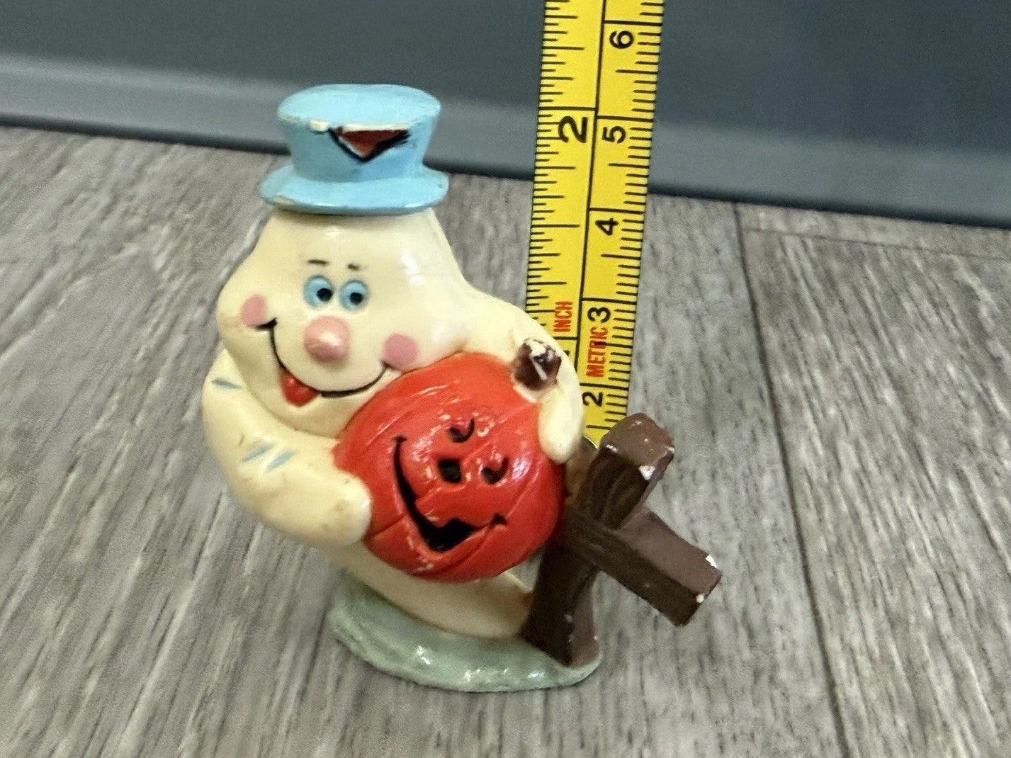 VINTAGE Ghost With Jack O’Lantern Figurine Halloween Plastic