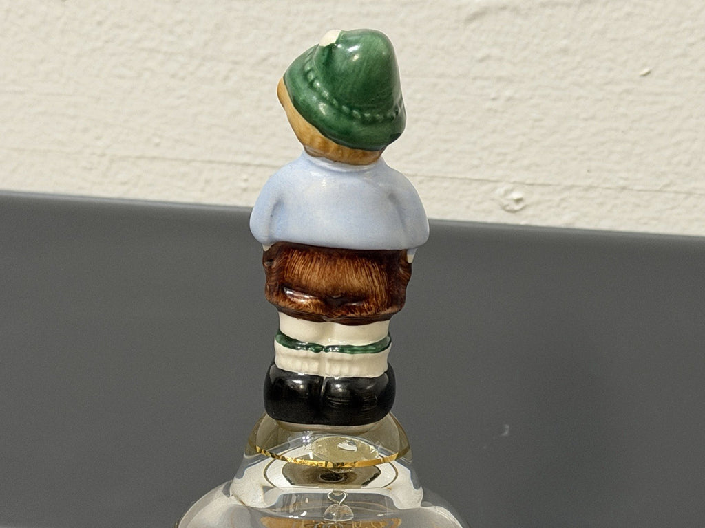 Vintage Goebel Western Germany Etched Crystal Glass Bell Ceramic Boy Handle
