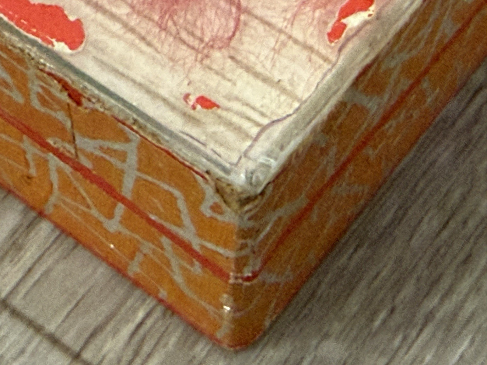 Vintage Chinese Opera Face Painting Miniature Clay Mask Box Tang BROKEN BOX
