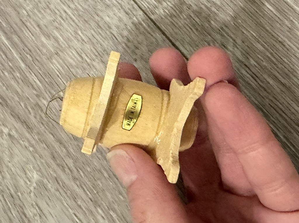Vintage Wood Barrel Christmas Ornament With Mouse Cheese And Apple