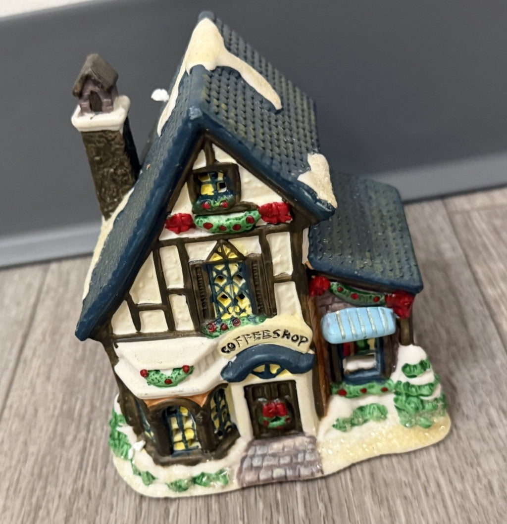 4.5" Tall Ceramic Christmas Village Coffee Shop