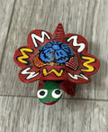Vintage Nodder Bobble Head Turtle Hand Painted Mexico Folk Art RED Blue