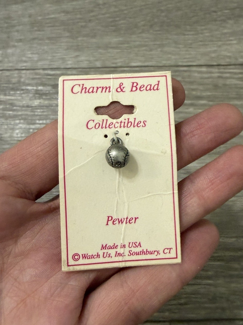 NEW Vintage Pewter Baseball Charm For Bracelets Or Crafts