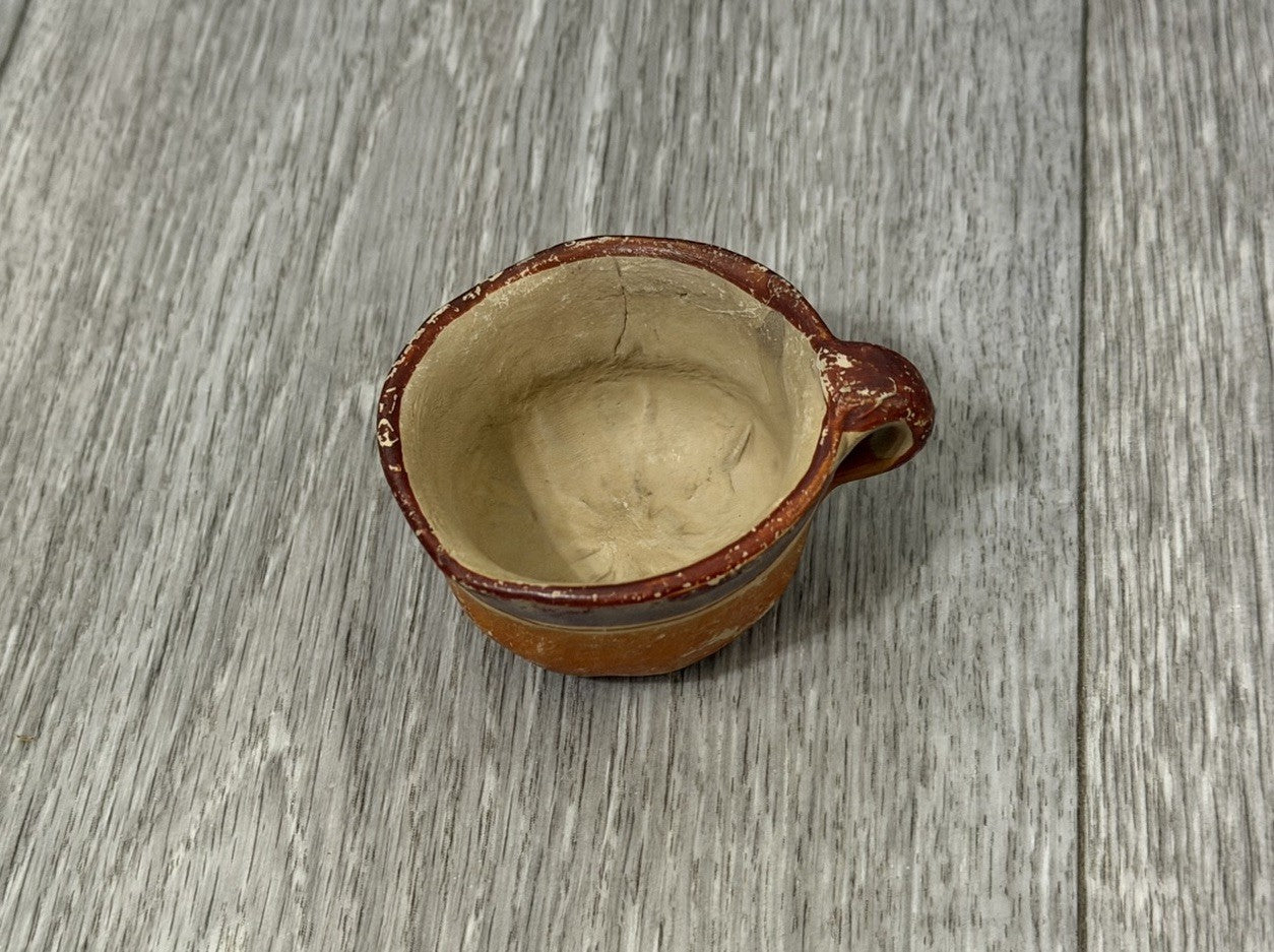 Vintage Mexican Cup Handmade Pottery Small Size 1.25” Tall X 2.25” Diameter