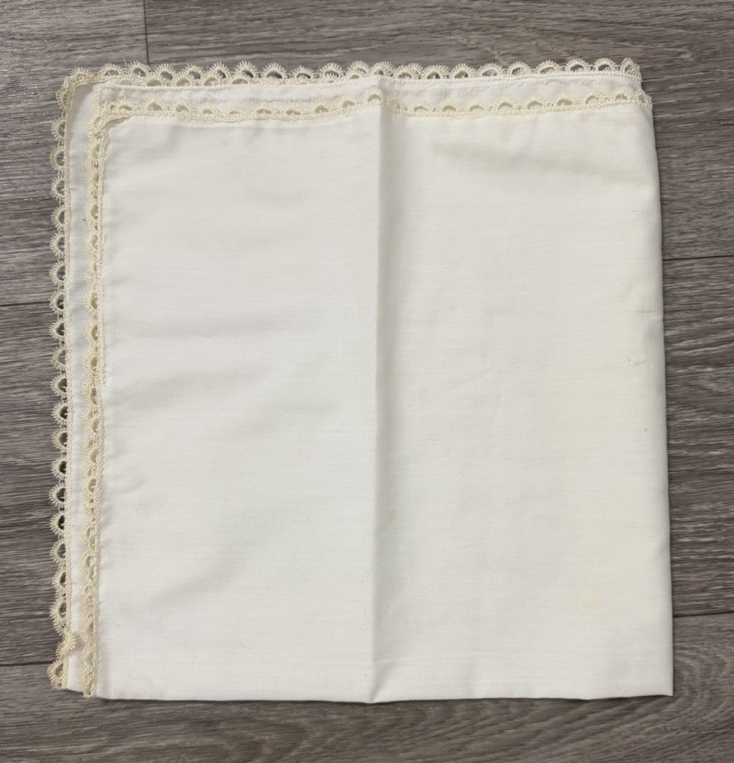 Vintage Handkerchief Crochet Edge 21.5" square approx. unbranded & ordinary