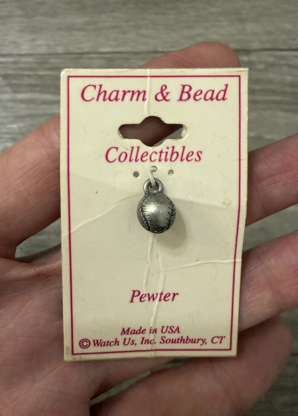 NEW Vintage Pewter Baseball Charm For Bracelets Or Crafts