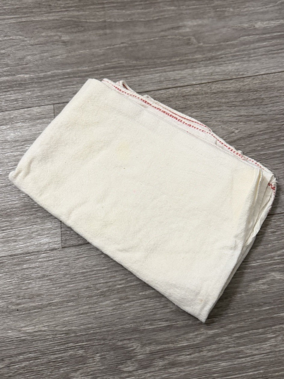 Vintage Dish Drying Towel / Tea Towel 24x35” Off White With Red Edges