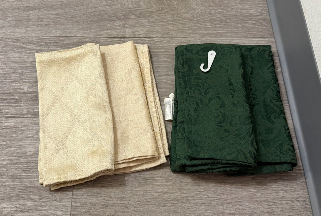 6 Cloth Napkins Cream & Green Festive Fall Holiday Jaclyn Smith Traditions